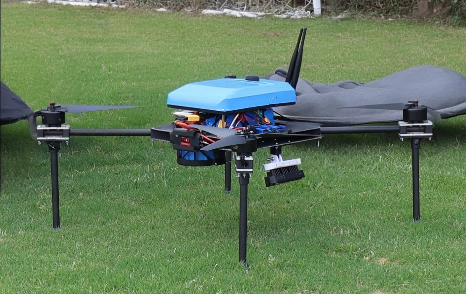 Storm on the grass, camera and antennas visible
